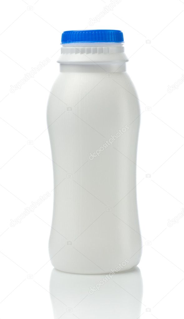 Bottle of yogurt isolated