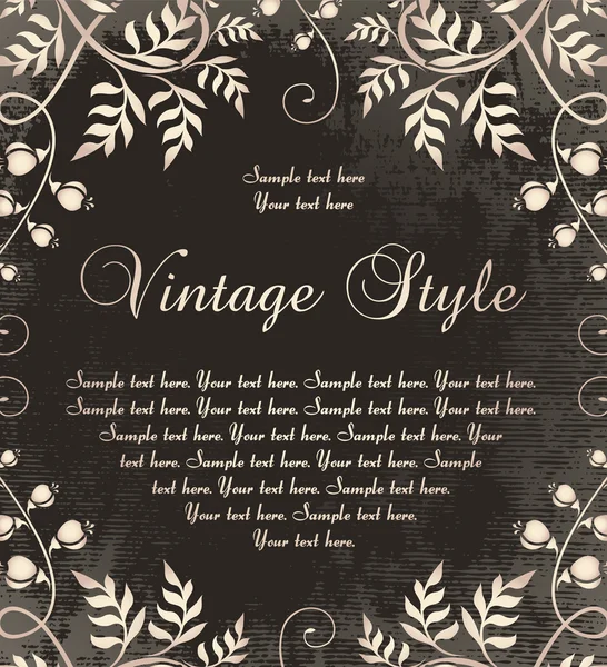 Vintage frame on dark backdrop — Stock Vector