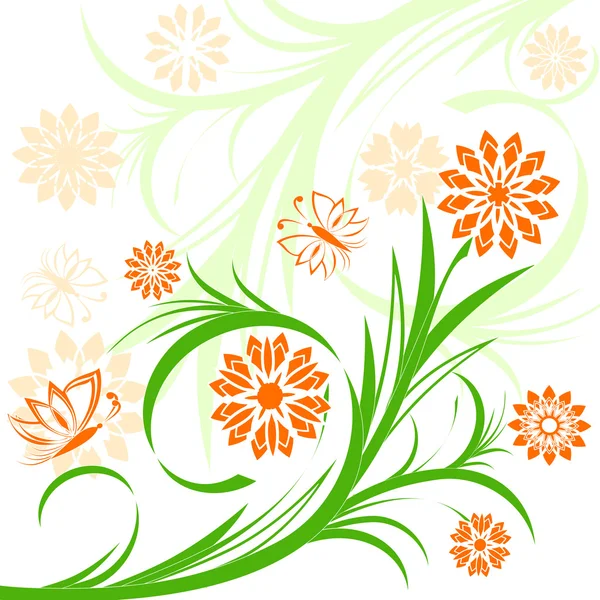 Blumenschmuck auf weißem Hintergrund — Stockvektor