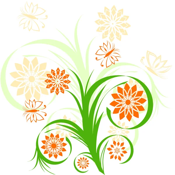 Blumenschmuck auf weißem Hintergrund — Stockvektor