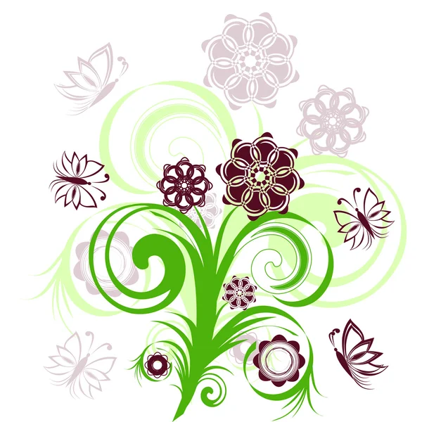 Blommig prydnad på vit bakgrund — Stock vektor