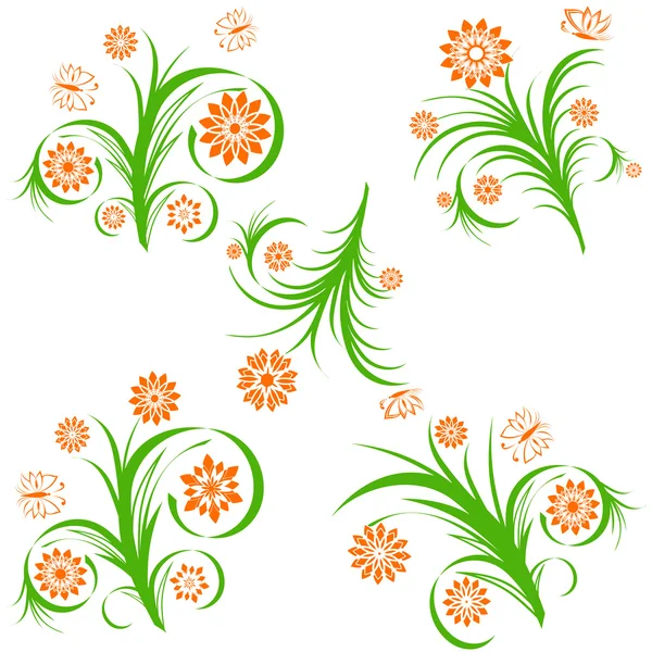 Floral ornaments on white background — Stock Vector