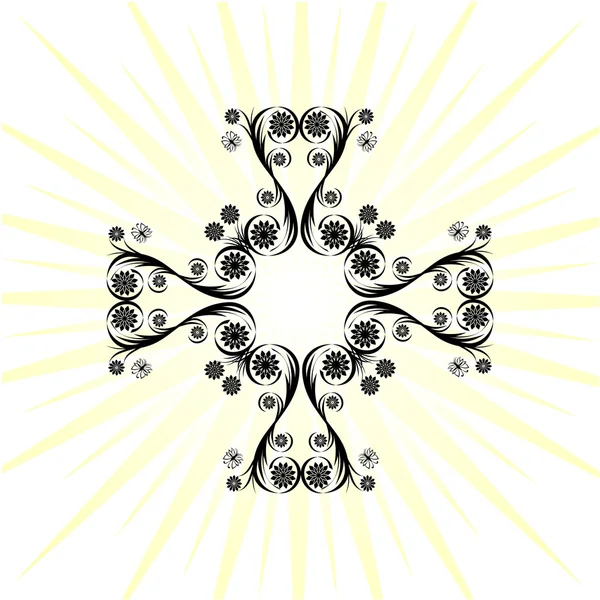 Croix avec ornement floral — Image vectorielle
