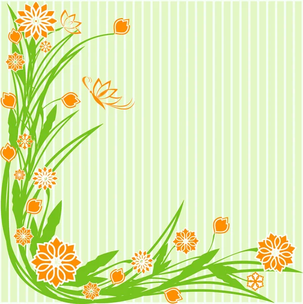 Grön blommig prydnad — Stock vektor