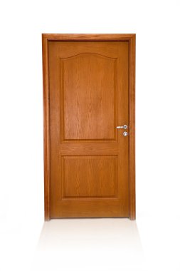 Closed wood door isolated clipart