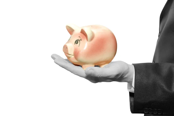 Banco porquinho na mão — Fotografia de Stock