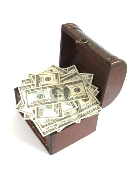 Caixão com dinheiro — Fotografia de Stock