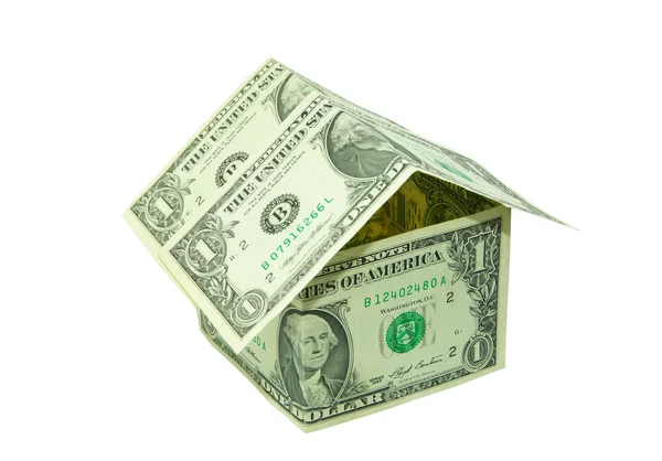 Dinero casa aislada sobre fondo blanco —  Fotos de Stock
