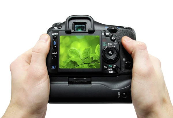 Fotoaparát v ruce — Stock fotografie
