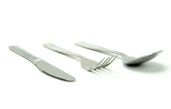 Vidlička, lžička a nůž — Stock fotografie