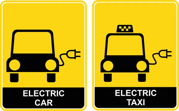 Ηλεκτρικό αυτοκίνητο / ηλεκτρικά ταξί - υπογράψει — Διανυσματικό Αρχείο