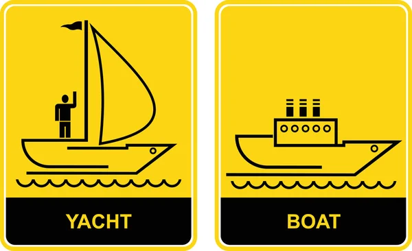 Yacht e Barca - cartelli — Vettoriale Stock