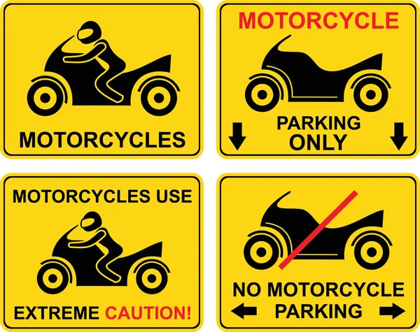Motocykl - sada dopravní značka. — Stockový vektor