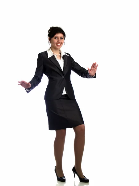 Business lady on heels surprised — Stock Photo, Image