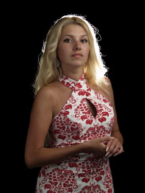Hot blonde in ornamental dress clipart