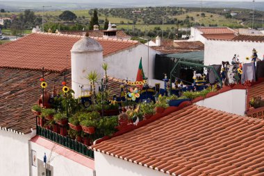 Roofs in city of Portugal clipart