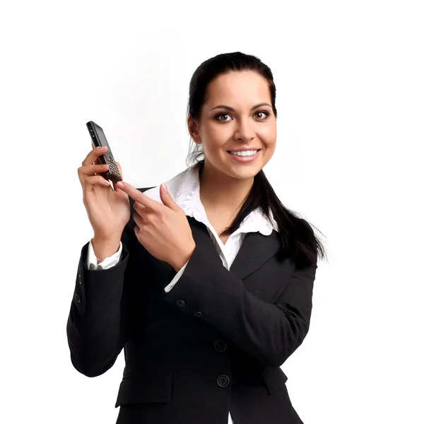 Attraktiv ung kvinna ringer av mobiltelefon. — Stockfoto