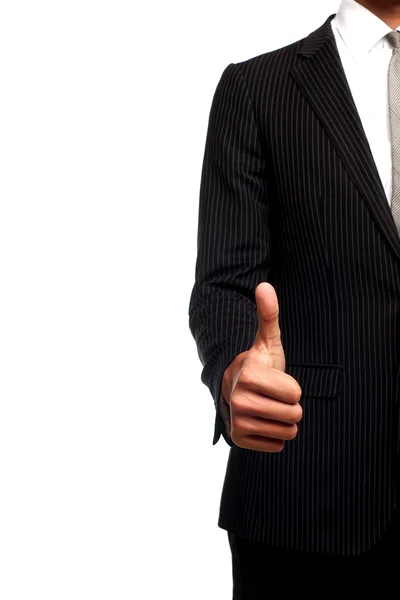 Mano de hombre de negocios con un dedo levantado — Foto de Stock