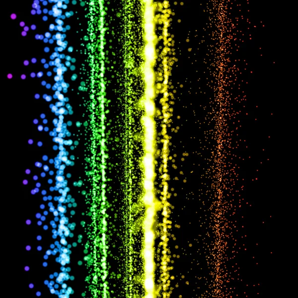 Lignes pointillées abstraites colorées sur noir — Photo
