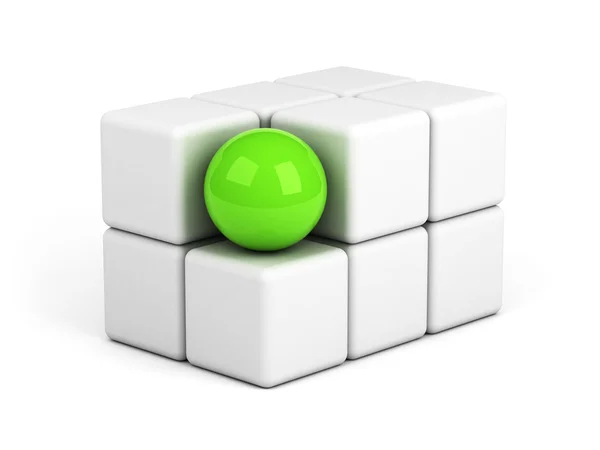 Esfera verde brillante fuera del concepto de multitud — Foto de Stock