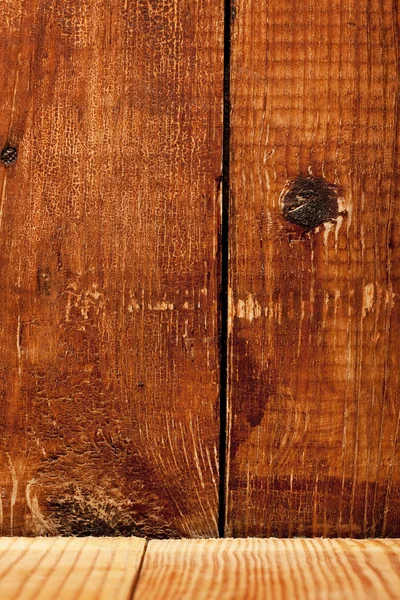 グランジの木製の床と壁のひびの表面 — ストック写真