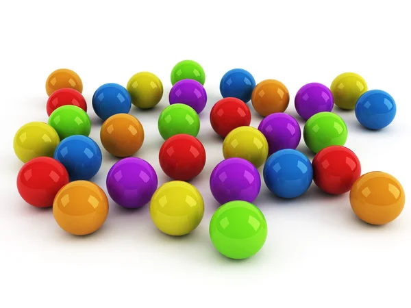 Різнокольорові кульки над білим — стокове фото