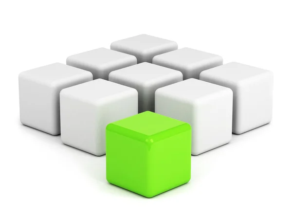 Bright green box ouf of the crowd concept — Stock Photo, Image