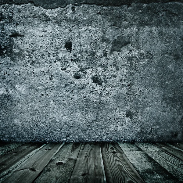 Stijlvolle grunge muur textuur en houten vloer — Stockfoto