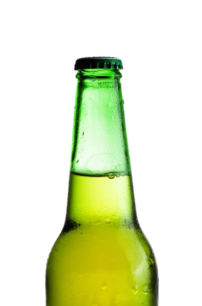 stock image Green beer bottles isolated over white