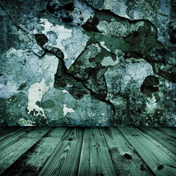 Eski grunge şık duvar ve bir odada ahşap zemin — Stok fotoğraf