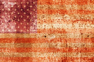 Faded american flag on rusted metal clipart