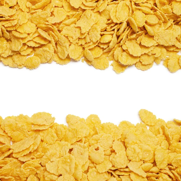 Cornflakes bakgrund med kopia utrymme i centrum — Stockfoto