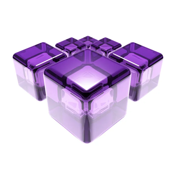 Violet glas kubussen geïsoleerd — Stockfoto