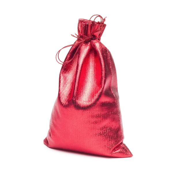 Red christmas bag with present — Stock Photo, Image