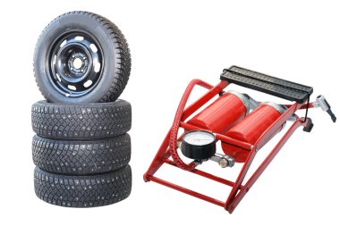 Car wheels and Pump clipart