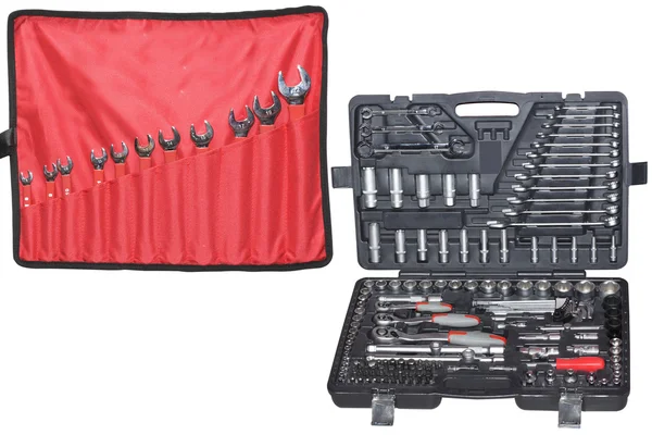 Conjunto das chaves e conjunto de ferramentas — Fotografia de Stock