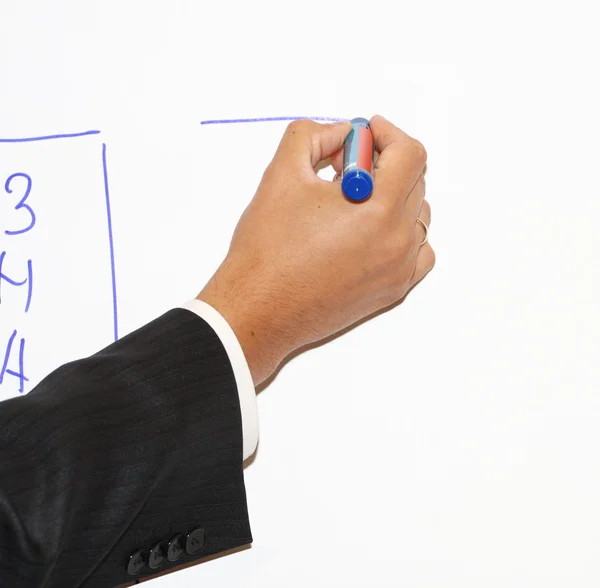 Hand writes on the white board — Stock Photo, Image