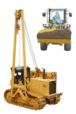 Pipelaying crane and tractor clipart