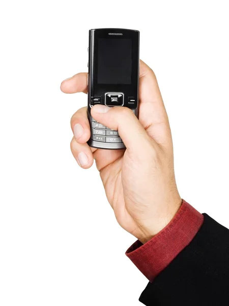 Рука держит мобильный телефон — стоковое фото