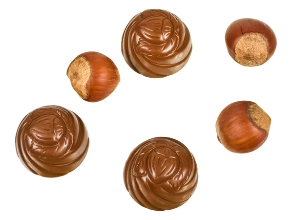 Čokoládu a lískových ořechů — Stock fotografie