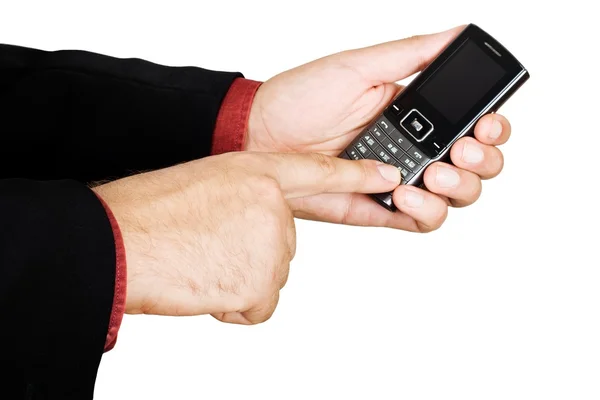 Рука держит мобильный телефон — стоковое фото