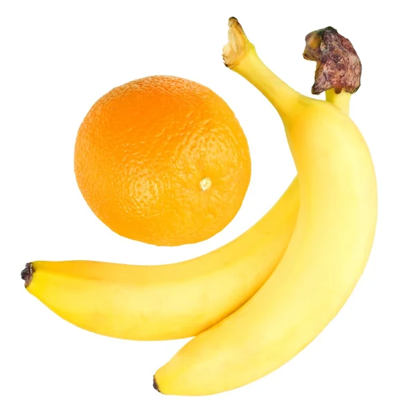 stock image Two bananas and orange