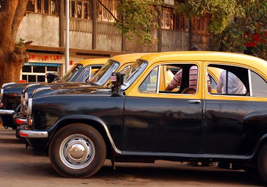 Cabs at the Taxi Stand in India clipart