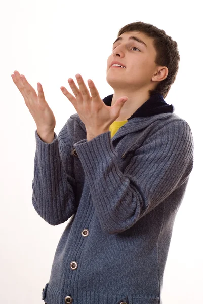 Teenager in a blue jacket — Stock Photo, Image