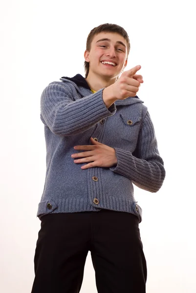 美しい十代の若者の青ジャケット — ストック写真