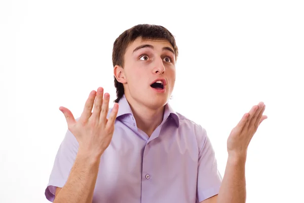 Emoční teenager v fialové tričko — Stock fotografie