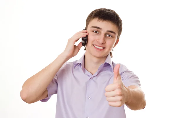 Student prata i telefon — Stockfoto