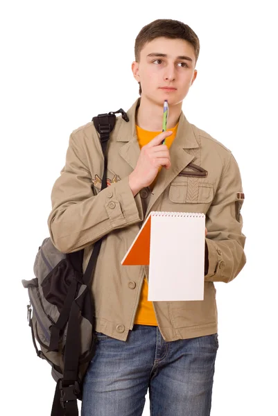 Jeune étudiant avec un cahier — Photo