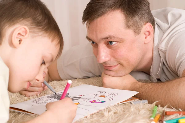 Father and son paint — Stock Photo, Image