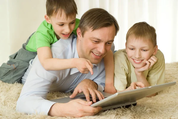 Two brothers and his father — Stock Photo, Image